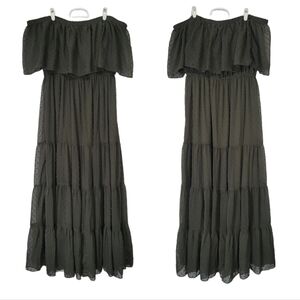 Baltic Born Sage Green Off The Shoulder Tiered Maxi Dress